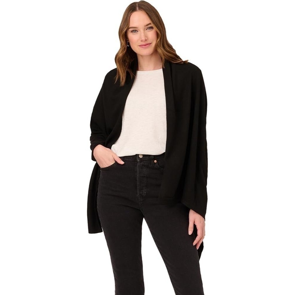 Adrianna Papell Wool XS/S S'HUG Tunnel Sleeves Cardigan Wrap Sweater NWT